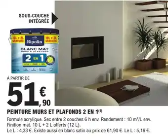 E.Leclerc Brico Peinture Murs et Plafonds 2en1 offre