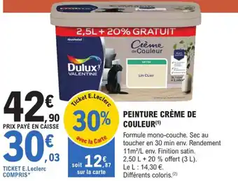 E.Leclerc Brico Peinture Creme de Couleur offre