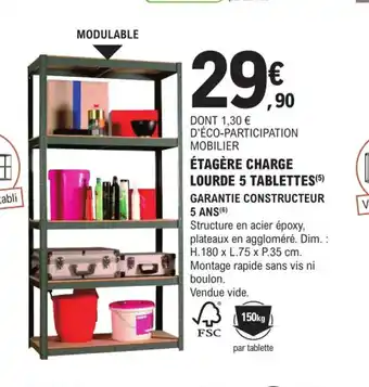 E.Leclerc Brico Étagère Charge Lourde 5 Tablettes offre