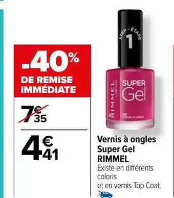 Carrefour Vernis à ongles super gel rimmel offre