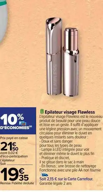 Carrefour Épilateur visage flawless offre