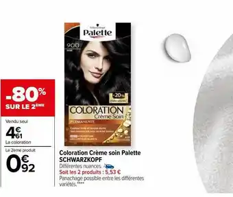 Carrefour Coloration crème soin palette schwarzkopf offre