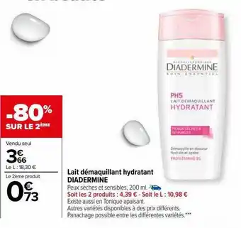 Carrefour Lait démaquillant hydratant diadermine offre