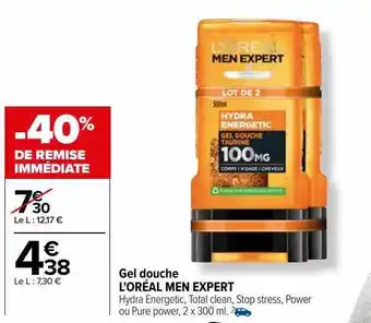 Carrefour Gel douche l'oréal men expert offre