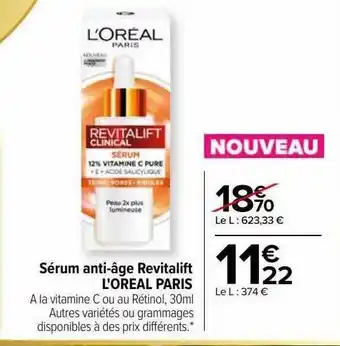 Carrefour Sérum anti-âge revitalift l'oréal paris offre