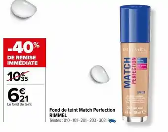 Carrefour Fond de teint match perfection rimmel offre
