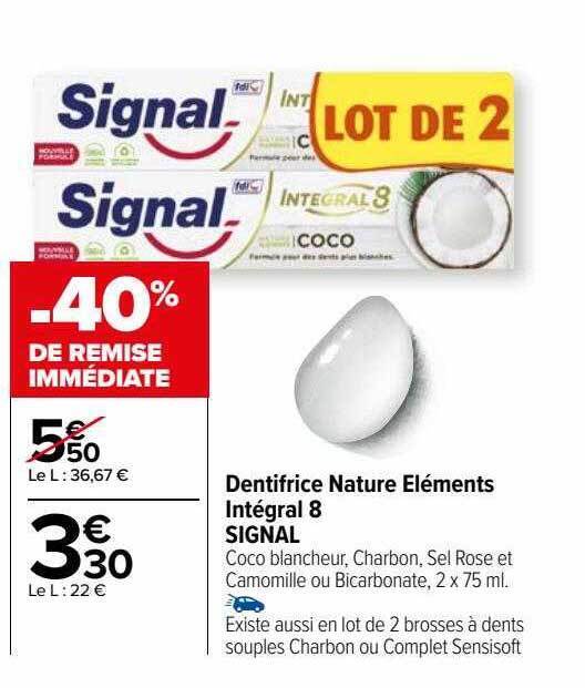 Promo Dentifrice nature éléments intégral 8 signal chez Carrefour