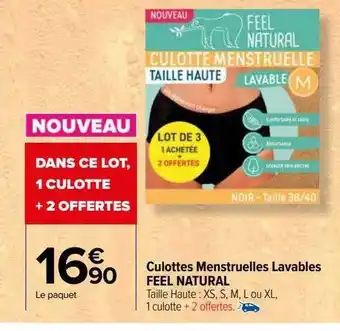 Carrefour Culottes menstruelles lavables feel natural offre