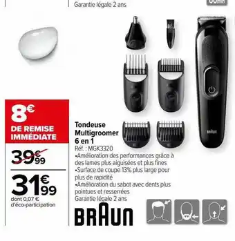 Carrefour Tondeuse multigroomer 6 en 1 braun offre