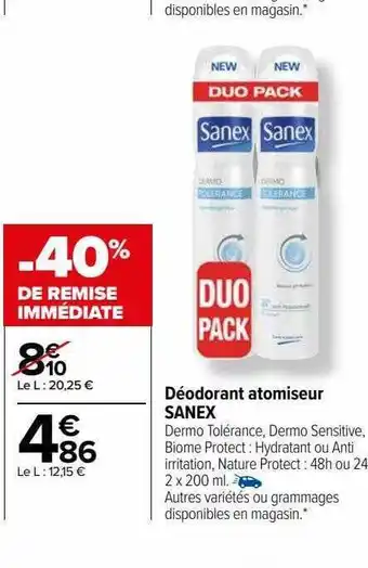 Carrefour Déodorant atomiseur sanex offre
