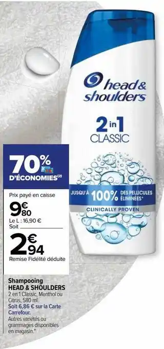 Carrefour Shampooing head & shoulders offre