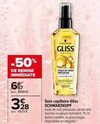 Carrefour Soin capillaire gliss schwarzkopf offre