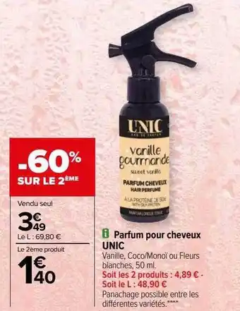 Carrefour Parfum pour cheveux unic offre