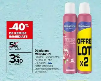 Carrefour Déodorant monsavon offre