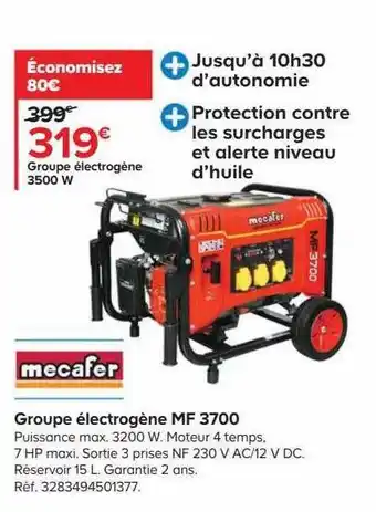Castorama Groupe électrogène mf 3700 mecafer offre