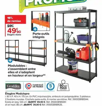 Castorama Étagère modulopro grosfillex offre