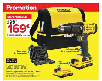 Castorama Perceuse à percussion sans fil sfmcd711dsa stanley fatmax offre