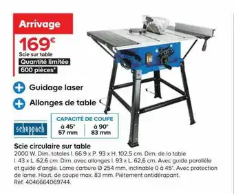 Castorama Scie circulaire sur table scheppach offre