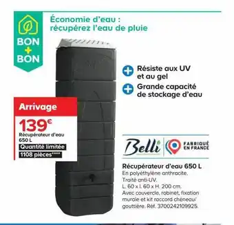Castorama Récupérateur d'eau 650 l belli offre