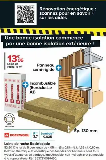 Castorama Laine de roche rockfaçade offre
