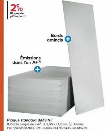 Castorama Plaque standard ba13 nf offre