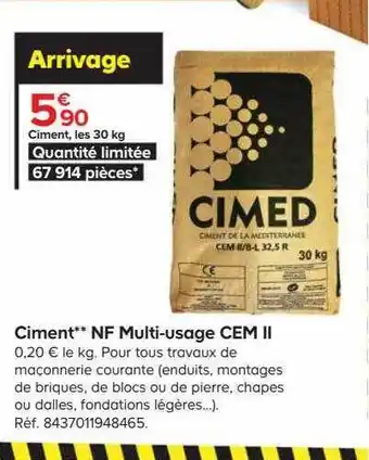 Castorama Ciment nf multi-usage cem ii offre