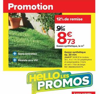 Castorama Gazon synthétique ép. 20 mm offre