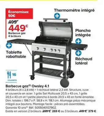 Castorama Barbecue gaz owsley 4.1 offre