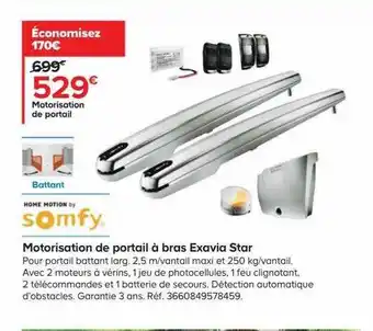 Castorama Motorisation de portail à bras exavia star somfy offre
