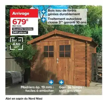 Castorama Abri en sapin du nord nissi offre