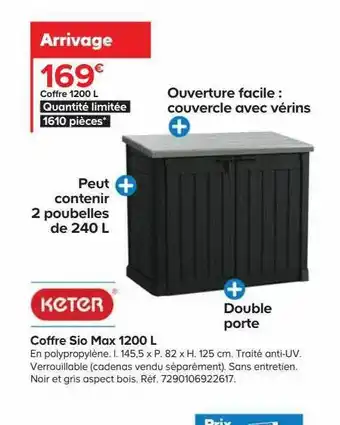 Castorama Coffre sio max 1200 l keter offre