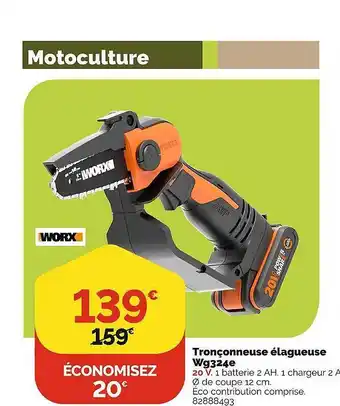 Weldom Tronçonneuse élagueuse wg324e worx offre