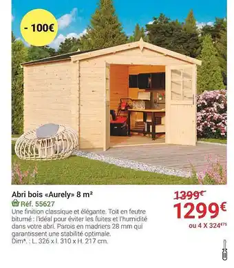 Gamm vert Abri bois «aurely» 8 m² offre