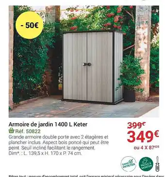 Armoire de jardin 1 400 l keter