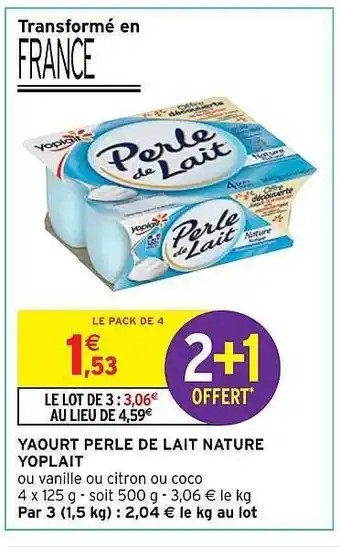 Intermarché Hyper Yaourt perle de lait nature yoplait offre