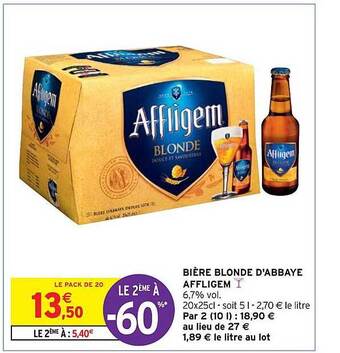 Intermarché Hyper Bière blonde d'abbaye affligem offre