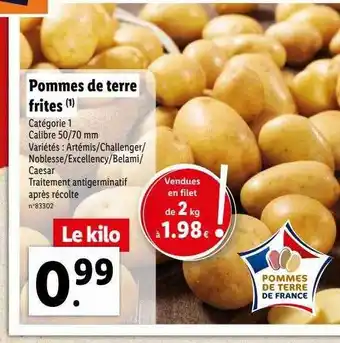 Lidl Pommes de terre frites offre