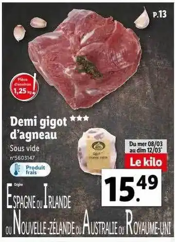 Lidl Demi gigot***d'agneau offre