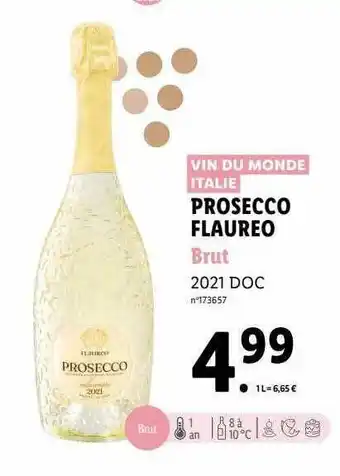 Lidl Prosecco flaureo brut 2021 doc offre