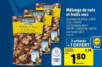 Lidl Mélange de noix et fruits secs alesto offre