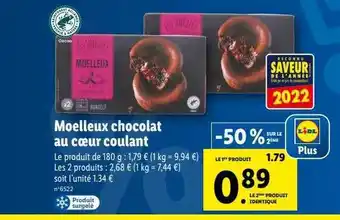 Lidl Moelleux chocolat au cœur coulant offre