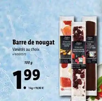 Lidl Barre de nougat offre