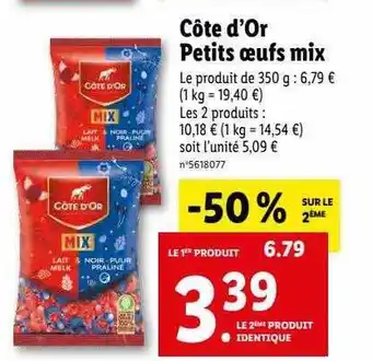 Lidl Côte d'or petits œufs mix offre