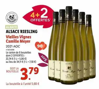 Lidl Alsace riesling vieilles vignes camille meyer 2021 aop offre