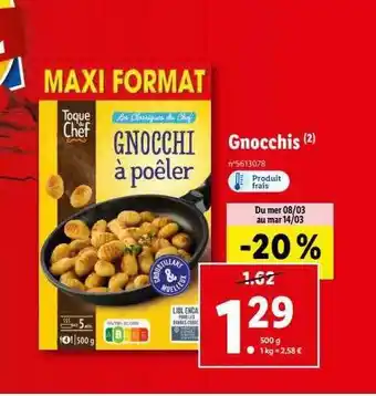 Lidl Gnocchis toque du chef offre