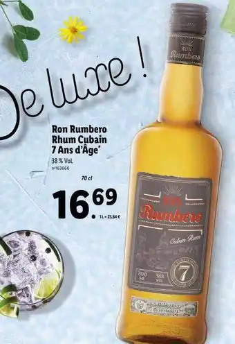 Lidl Ron rumbero rhum cubain 7 ans d'âge offre
