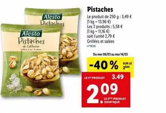 Lidl Pistaches alesto offre