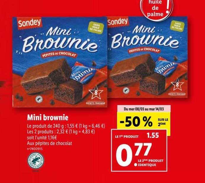 Promo Mini brownie sondey chez Lidl