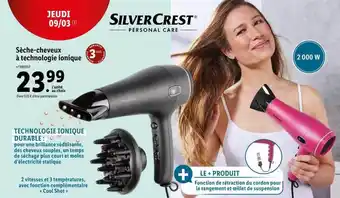 Lidl Sèche-cheveux à technologie ionique silver crest offre