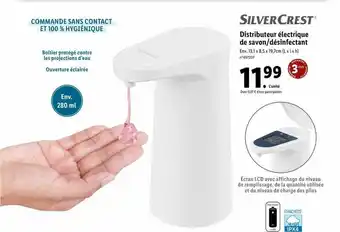 Lidl Distributeur électrique de savon-désinfectant silver crest offre